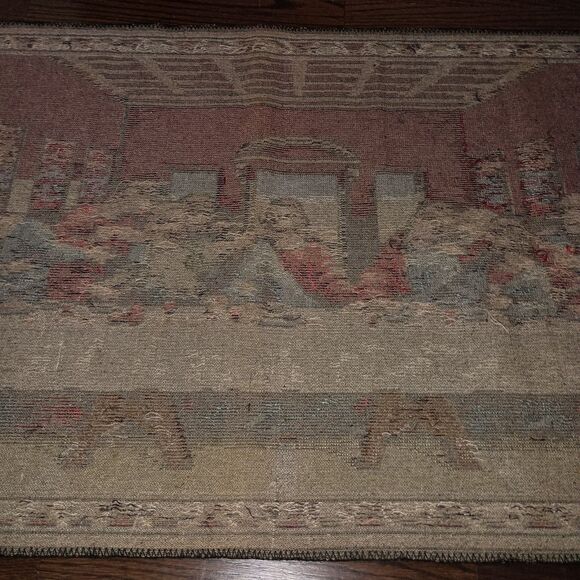 Vintage The Last Supper Tapestry Made In Italy 36x20 Jesus Apostles Religious - Picture 16 of 16